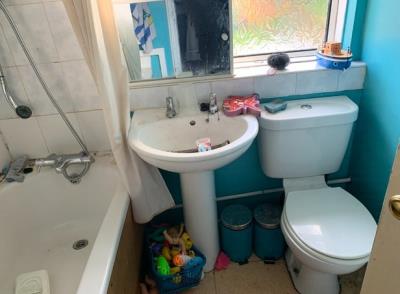 Bath with overhead shower