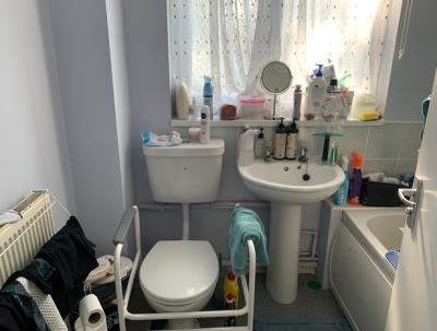 Bath with overhead shower