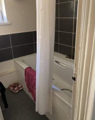 Bath with overhead shower