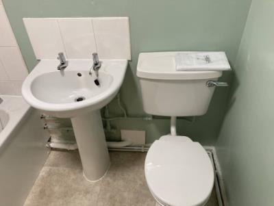Bath with overhead shower