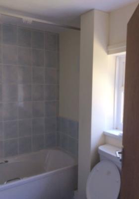 Bath with overhead shower