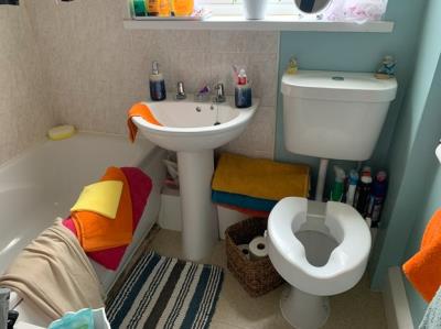 Bath with overhead shower